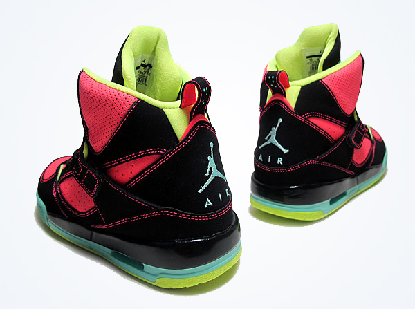 Jordan Flight 45 High Gs Black Green Glow Atomic Red 4