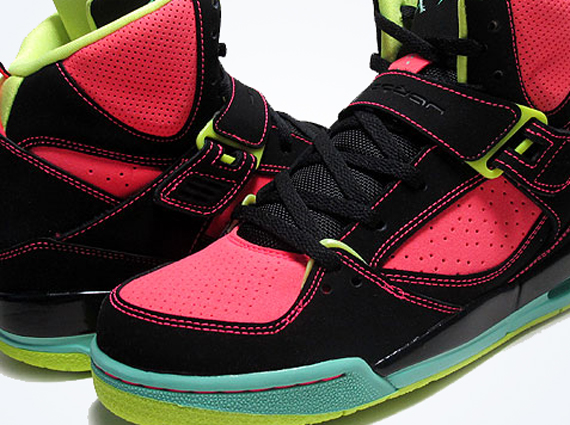 Jordan Flight 45 High GS - Black - Green Glow - Atomic Red