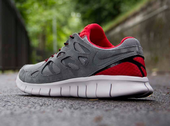 Nike Free Run 2 - Cool Grey - Challenge Red - Black