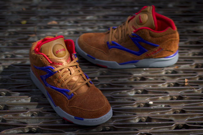 Reebok Pump Omni Lite Brown Suede Red Purple 8