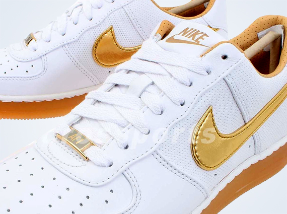 Nike Air Force 1 Downtown PRM - White - Gold - Gum