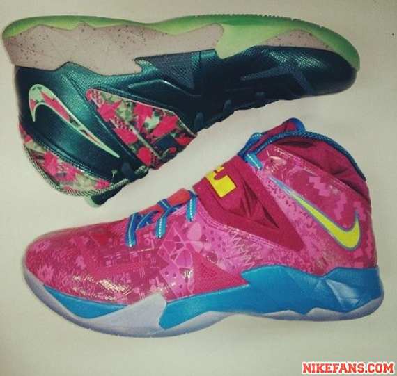 Nike Zoom Lebron Soldier 7 Pink Yellow Blue 2