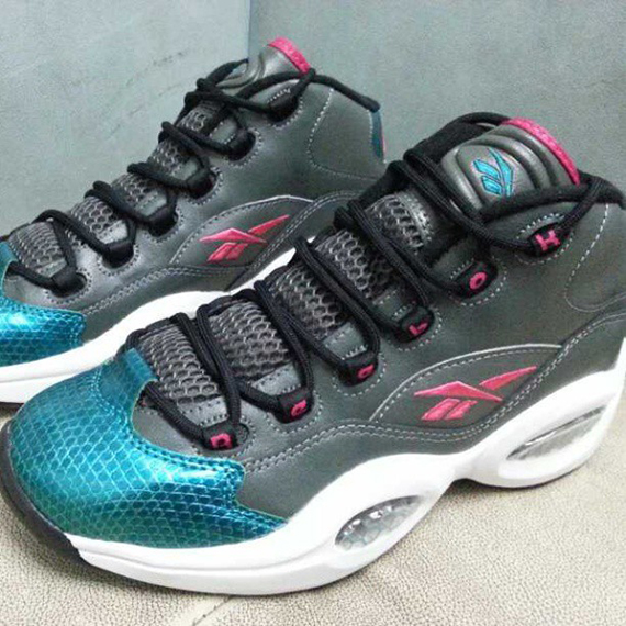 Reebok Question Mid Grey Teal Pink 3