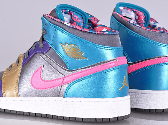 Air Jordan 1 Mid GS – Metallic Dark Grey – Metallic Gold – Court Purple