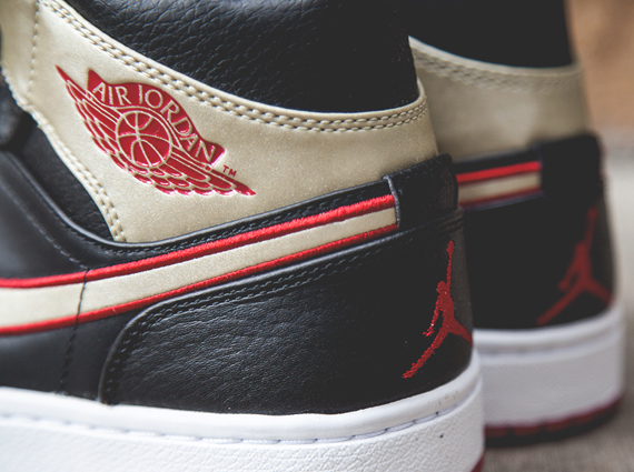 Air Jordan 1 Mid – Black – Gold – Red | Available