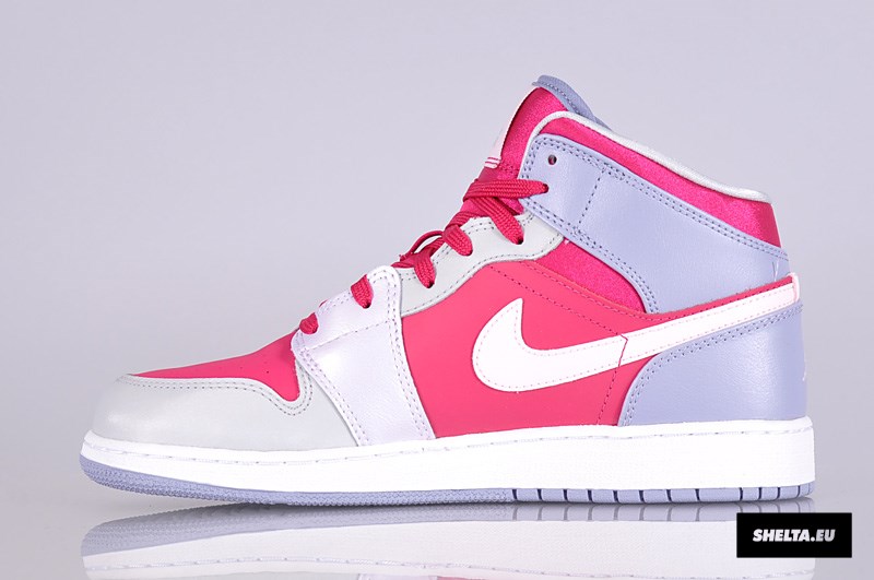 Air Jordan 1 Mid Gs Hyper Fuschia Arctic Pink Pebble Grey Metallic Silver 10