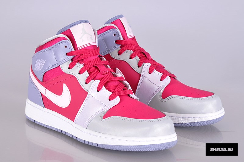 Air Jordan 1 Mid Gs Hyper Fuschia Arctic Pink Pebble Grey Metallic Silver 5