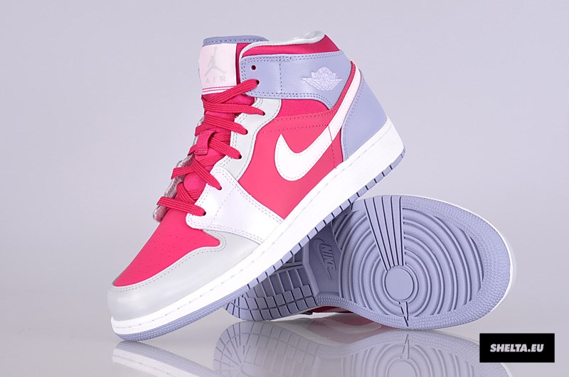 Air Jordan 1 Mid Gs Hyper Fuschia Arctic Pink Pebble Grey Metallic Silver 6