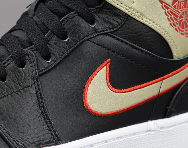 Jordan 1 Mid Black Red Gold Blue 5