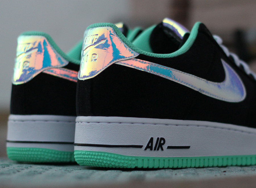 Nike Air Force 1 Low - Black - Shiny Silver - Green Glow