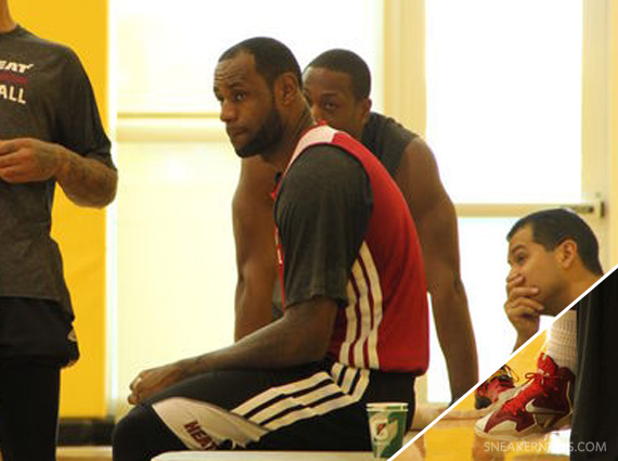 LeBron James in Nike LeBron 11 "White/Red" PE