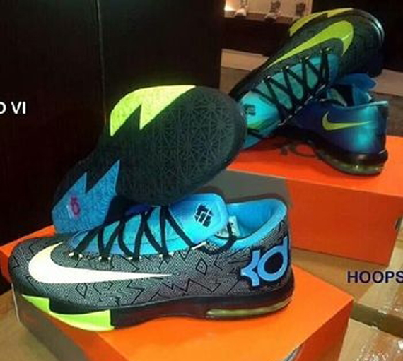 Nike Kd 6 Black Volt Vivid Blue Dark Grey 2