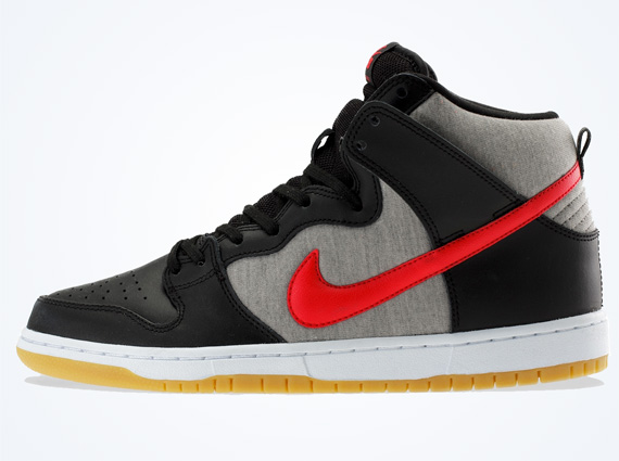 Nike Sb Dunk High Black Red Grey Fleece 01