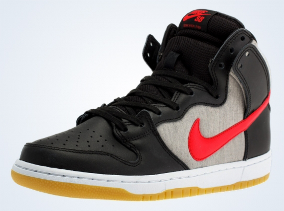 Nike SB Dunk High - Black - Red - Grey Fleece