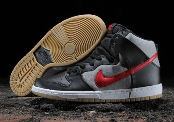 Nike SB Dunk High - Black - University Red - Medium Grey | Available