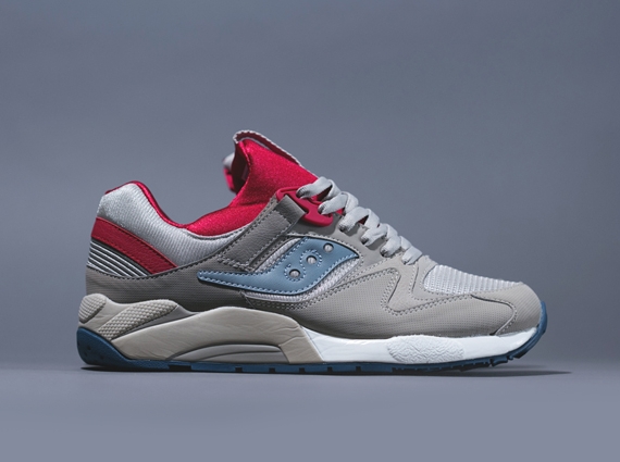 Saucony Grid 9000 Khaki Baby Blue Fluorescent Red