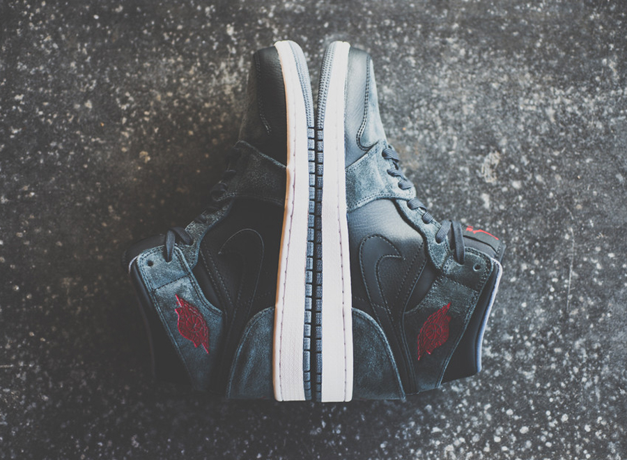 Air Jordan 1 Mid - Black - Gym Red - Charcoal Suede