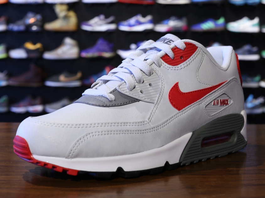 Nike Air Max 90 Essential - White - Lite Base Grey - University Red