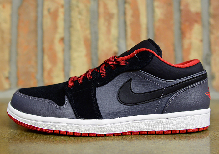 Air Jordan 1 Low - Black - Dark Grey - Gym Red