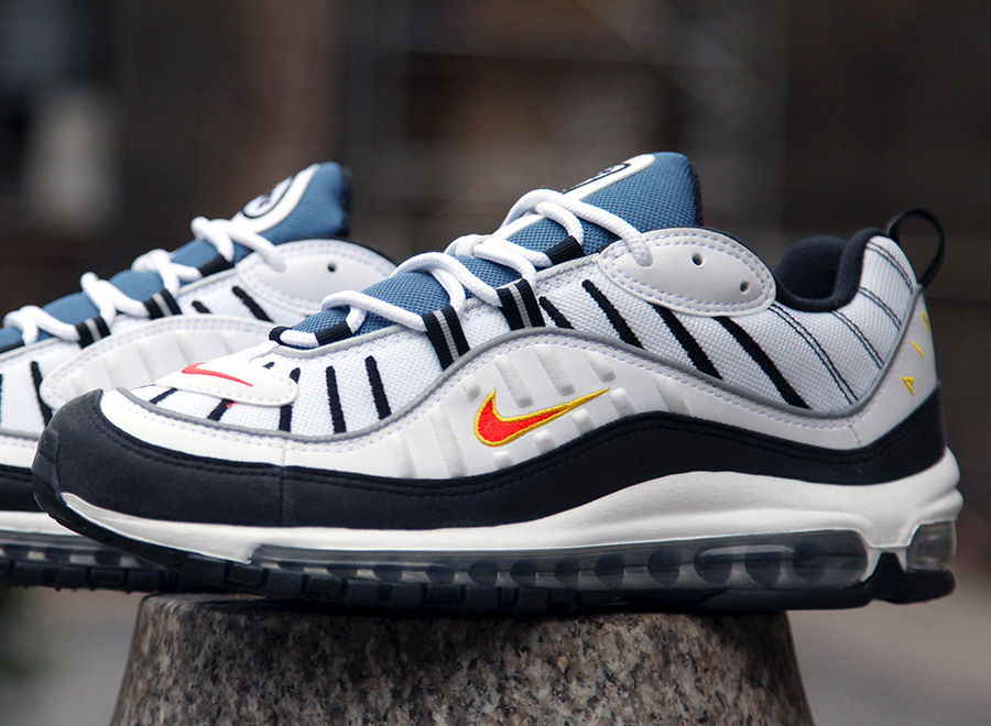 Nike Air Max 98 – White – Total Orange – Metallic Silver