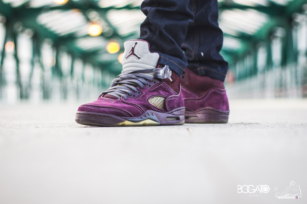 Jordan 5 Burgundy Suede Customs 10