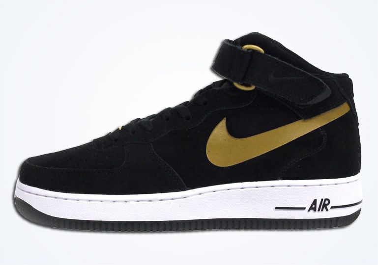 Nike Air Force 1 Mid - Black - Metallic Gold - White