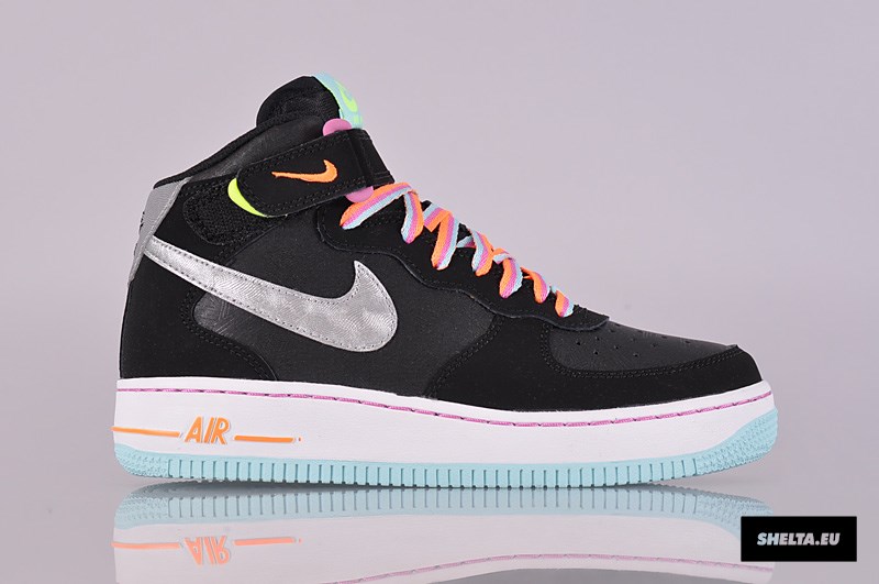 Nike Air Force 1 Mid Black Metallic Silver Glacier Ice Violet 02