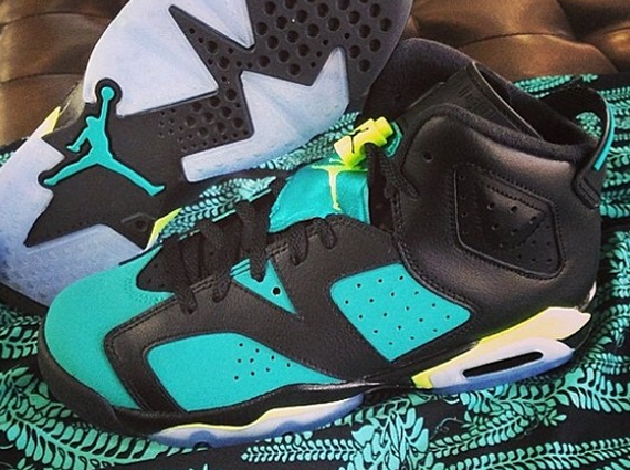 Air Jordan 6 GS - Black - Volt Ice - Turbo Green - Black