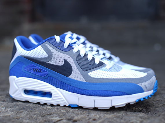 Nike Air Max 90 Breathe White Dark Obsidian Cool Grey Sport Royal 3