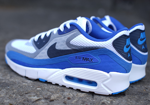 Nike Air Max 90 Breathe White Dark Obsidian Cool Grey Sport Royal 5