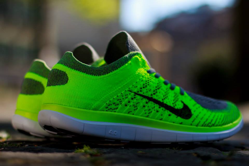 Nike Free 4.0 Flyknit - Volt - Light Charcoal - Black