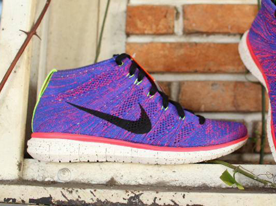 Nike Free Flyknit Chukka Purple Red Neon