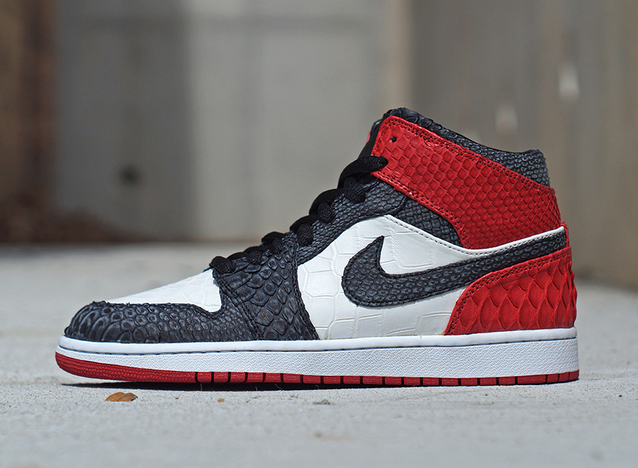 Air Jordan 1 Black Toe Python Alligator Jbf 2