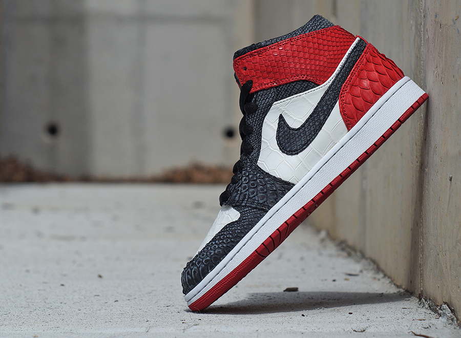 Air Jordan 1 Black Toe Python Alligator Jbf 4