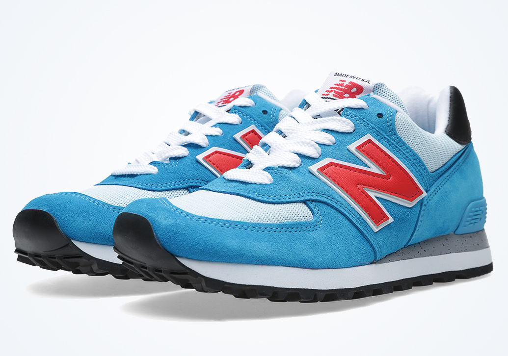 New Balance 574 "Made in USA" - Aqua Blue - Salmon