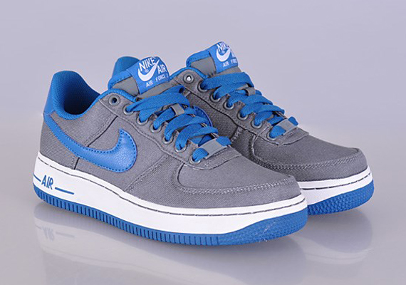 Nike Air Force 1 Low Canvas Gs Cool Grey Military Blue 01