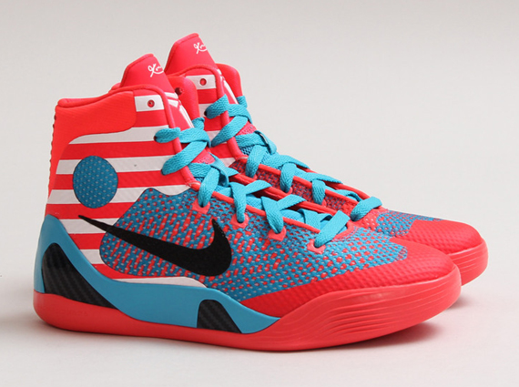 Nike Kobe 9 Elite GS - Laser Crimson - Black - Turquoise Blue