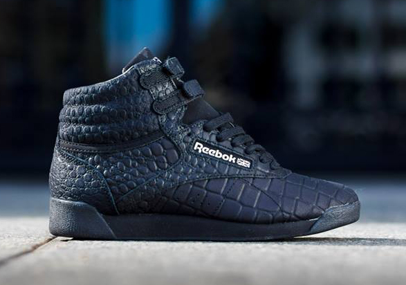 Reebok Freestyle Hi “Exotics” – Black – Metallic Silver