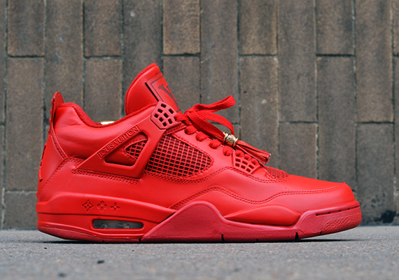 Air Jordan 4 “Red Louis Vuitton Don” by Dank Customs