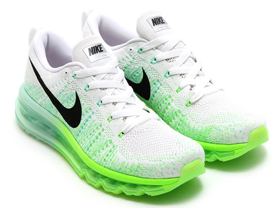 Nike Flyknit Air Max White Black Electric Green Medium Mint