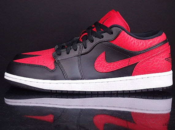 Air Jordan 1 Low Black Red Elephant Print 01