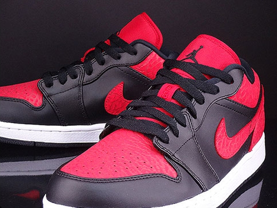 Air Jordan 1 Low Black Red Elephant Print 02