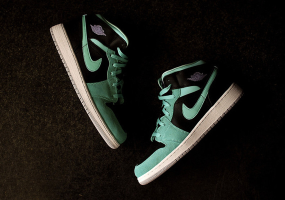 Air Jordan 1 Mid Gs Turquoise Iron Purple Black 5