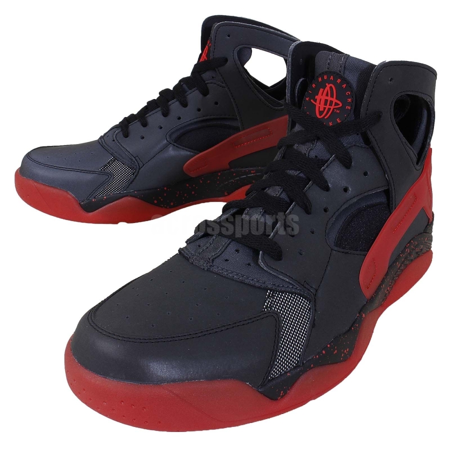 Nike Air Flight Huarache Prm Qs Black Anthracite Challenge Red 01