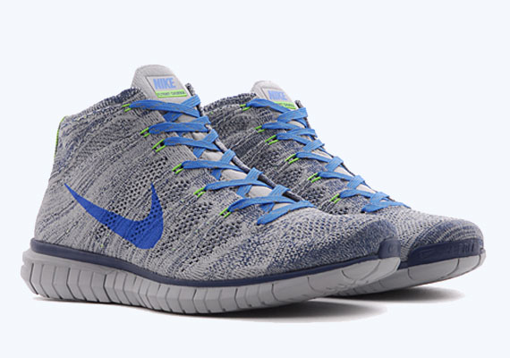 Nike Free Flyknit Chukka - Wolf Grey - Photo Blue - Electric Green