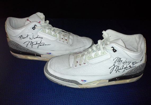 Air Jordan 3 "White/Cement" - Game-Worn Autographed Pair on eBay