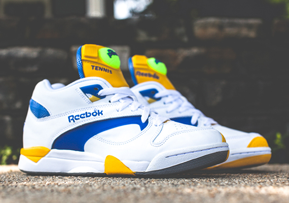 Reebok Court Victory Pump – White – Ion Blue – Yellow