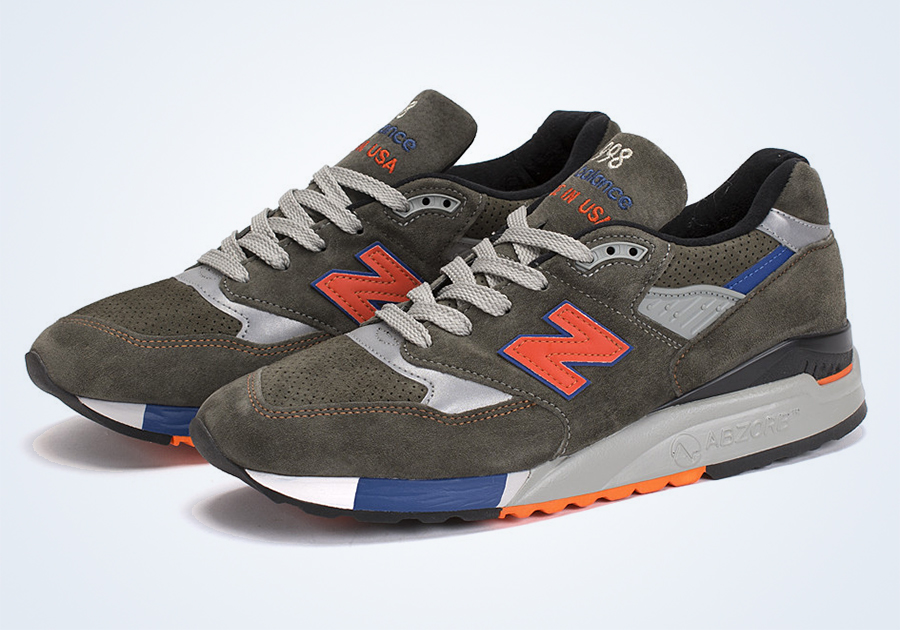 New Balance 998 - Dark Olive - Orange - Blue