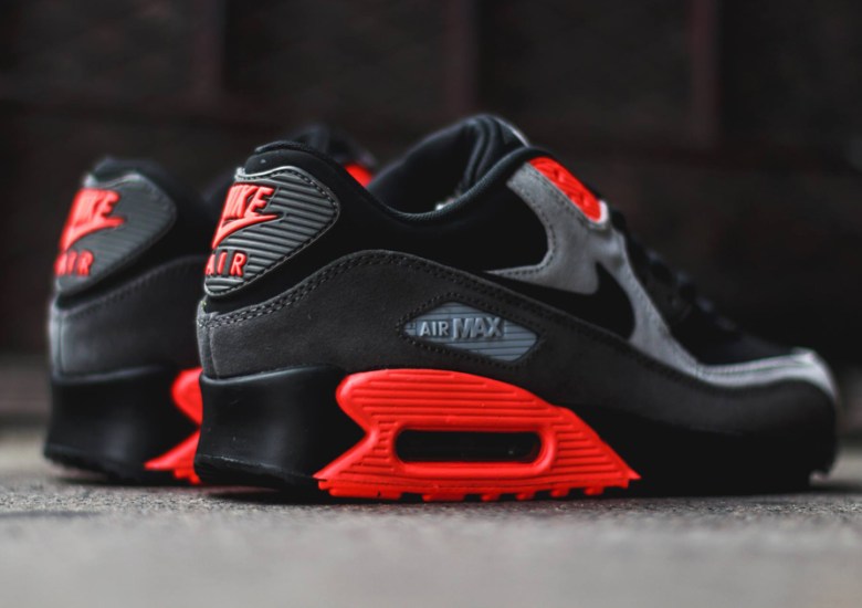 Nike Air Max 90 – Black – Ash Grey – Total Crimson