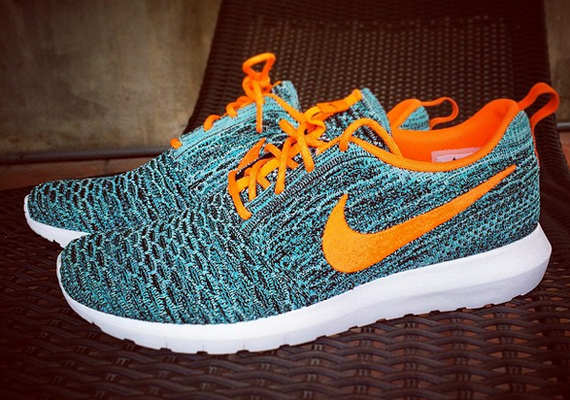 Nike Flyknit Roshe Run - Turquoise - Orange